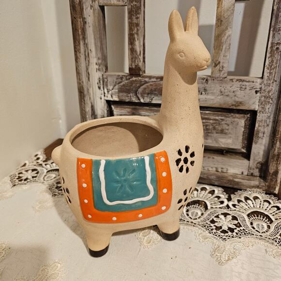 Whimsical Alpaca Planter - Hand Painted Ceramic Llama Succulent Planter Pot - Picture 8 of 10